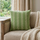20" X 20" Green And White 100% Cotton Striped Zippered Pillow