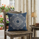 20" X 20" Blue And White 100% Cotton Geometric Zippered Pillow