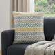 18" X 18" Yellow And Teal 100% Cotton Striped Zippered Pillow