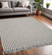 5' X 8' Ivory And Gray Wool Houndstooth Hand Woven Area Rug With Fringe