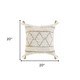 20" X 20" White And Tan 100% Cotton Geometric Zippered Pillow