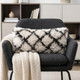 14" X 36" Black And White Polyester Geometric Zippered Pillow