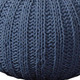 20" Blue Cotton Round Pouf Ottoman