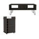 Set of Two Espresso and Black Wood and Metal Furniture Set