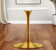 32" White And Gold Marble And Metal Dining Table