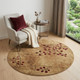 4' Brown Round Floral Power Loom Area Rug