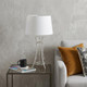 29" Silver Bamboo Design Table Lamp With Off White Drum Shade