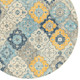 5' Blue and Gray Round Geometric Washable Non Skid Area Rug