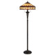 61" Bronze Two Light Traditional Shaped Floor Lamp With Purple and Ivory Abstract Tiffany Glass Empire Shade