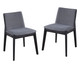 Set of Two Charcoal and Black Fabric Dining Side Chairs