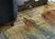 3' X 5' Blue Rust And Orange Abstract Area Rug