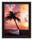 Palm Tree Sunset Black Framed Print Wall Art