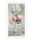 Cottage Peach Roses White Framed Print Wall Art