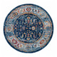 6' Blue Rust and Orange Oriental Power Loom Round Rug