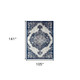 9' X 12' Ivory Gray And Blue Medallion Area Rug