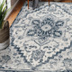 2' X 3' Ivory And Blue Medallion Area Rug
