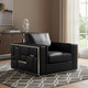 47" Black And Silver Top Grain Leather Club Chair