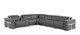 Gray Italian Leather Modular L Shaped Seven Piece Corner Sectional With Console