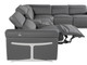 Gray Italian Leather Modular L Shaped Seven Piece Corner Sectional With Console
