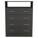 33" Black Wood Four Drawer Dresser