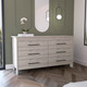 59" Light Gray Wood Six Drawer Double Dresser