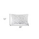 Set of Two 12" X 20" White and Gray Faux Fur Lumbar Throw Pillows