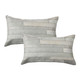 Set of Two 12" X 20" Gray Patchwork Cowhide Lumbar Throw Pillows
