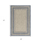 5' X 8'  Grey Or  Denim Bordered Uv Treated Area Rug