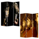 72" Black Canvas Folding Three Panel Screen Room Divider