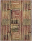 8' X 10' Tan Black and Red Striped Non Skid Area Rug