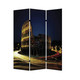 72" Gray Canvas Folding Three Panel Screen Room Divider