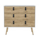 32" White and Natural Three Drawer Dresser