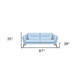 87" Sky Blue Leather Sofa With Black Legs
