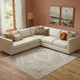 10' X 14' Ivory Black And Taupe Floral Distressed Area Rug With Fringe