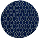 7' Navy Blue And White Round Moroccan Handmade Indoor Outdoor Area Rug