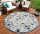 8' Blue And Gray Round Floral Indoor Outdoor Area Rug