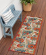 6' Ivory Blue And Orange Floral Indoor Outdoor Runner Rug