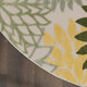 8' Ivory Green And Yellow Round Floral Indoor Outdoor Area Rug
