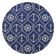 7' Navy Blue Round Nautical Handmade Indoor Outdoor Area Rug