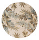 6' Ivory Brown And Blue Wool Botanical Leaves Hand Tufted Round Rug