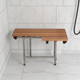 18" X 32" Brown Wall Mount Teak Rectangular Shower Bench With Legs