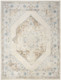 7' X 9' Beige Blue And Ivory Floral Medallion Area Rug