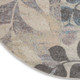 8' Ivory Gray And Blue Botanical Leaves Round Rug