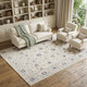 8' X 11' Ivory Blue And Tan Floral Non Skid Area Rug