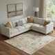 8' X 10' Ivory And Red Oriental Distressed Area Rug
