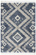 5' X 8' Denim Blue And Ivory Geometric Shag Non Skid Area Rug