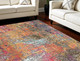 8' X 11' Blue and Orange Abstract Non Skid Area Rug