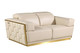 Three Piece Beige Italian Leather Six Person Seating Set
