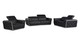 Three Piece Black Italian Leather Six Person Seating Set