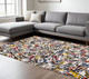 7' X 9' White Abstract Non Skid Area Rug